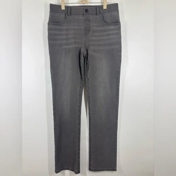 NWOT Betabrand Women’s Gray Stretch Straigh Leg Elastic Waist Shaping Jeans M - Picture 2 of 3